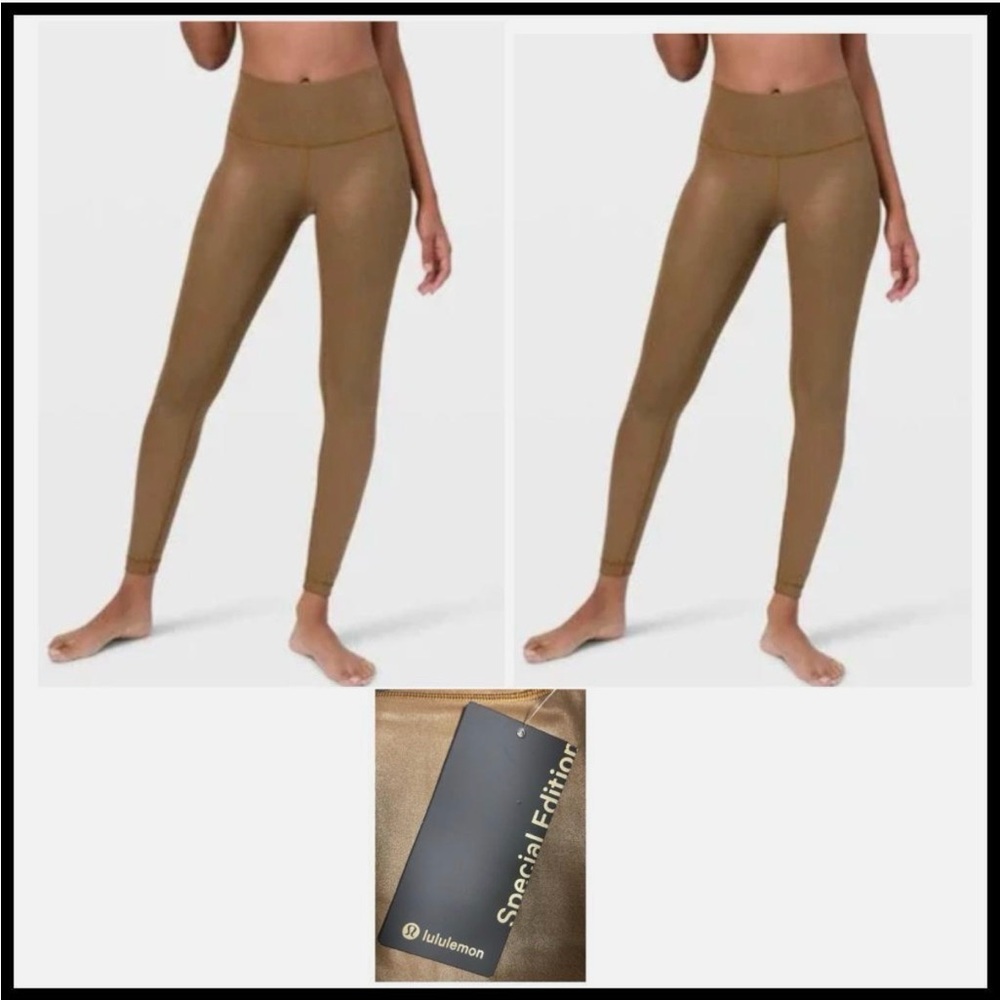 NWT lululemon athletica Gold/Copper-Tone High-Rise Leggings